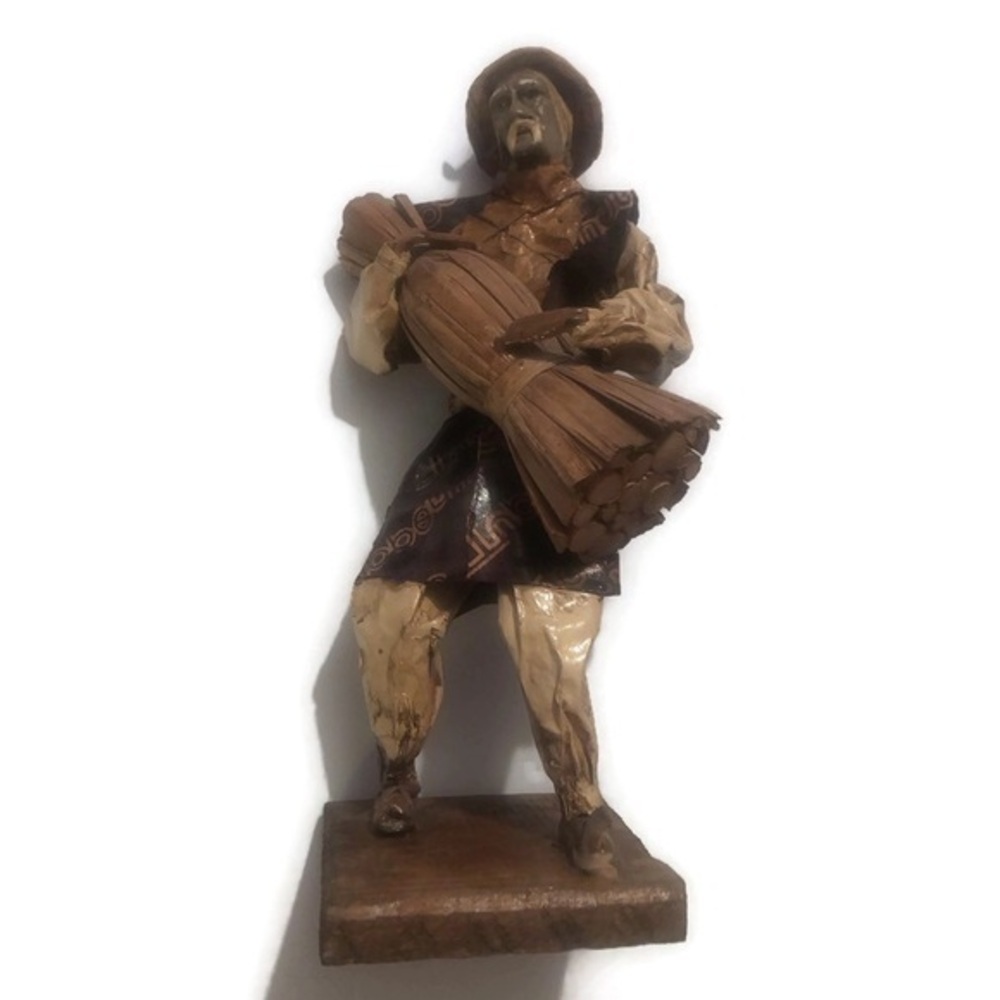 Vintage Handmade Mexican Folk Art Paper Mache Figurine Old Man 12” tall